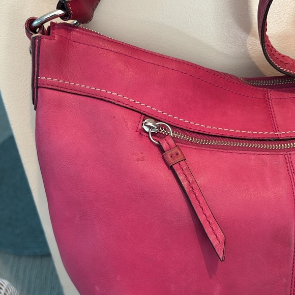 Coach Soho pleated hobo bag shoulder bag Crescent shaped leather pink vintage - Picture 8 of 17